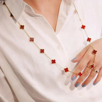 [Lora]CLOVER 20 MOTIFS CARNELIAN NECKLACE
