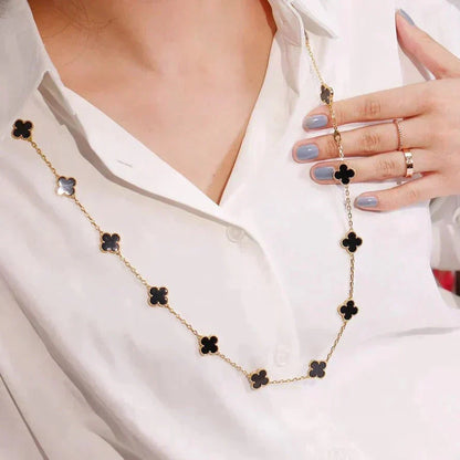[Lora]CLOVER 20 MOTIFS ONYX NECKLACE