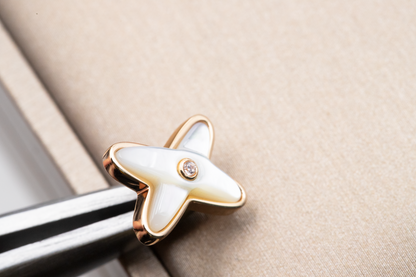 [LORA]JEUX DE WHITE MOP PINK GOLD DIAMOND EARRINGS