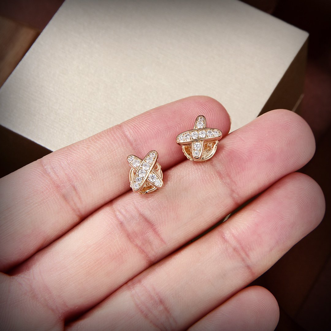 [LORA]JEUX DE GOLD DIAMOND EARRINGS