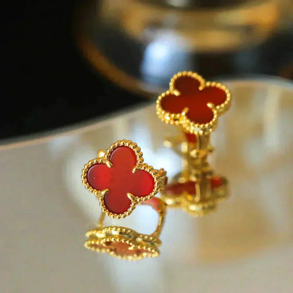 [LORA]CLOVER MEDIUM 1 MOTIFS CARNELIAN  EARRINGS