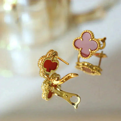 [LORA]CLOVER MEDIUM 1 MOTIFS CARNELIAN  EARRINGS