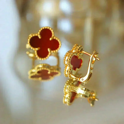 [LORA]CLOVER MEDIUM 1 MOTIFS CARNELIAN  EARRINGS