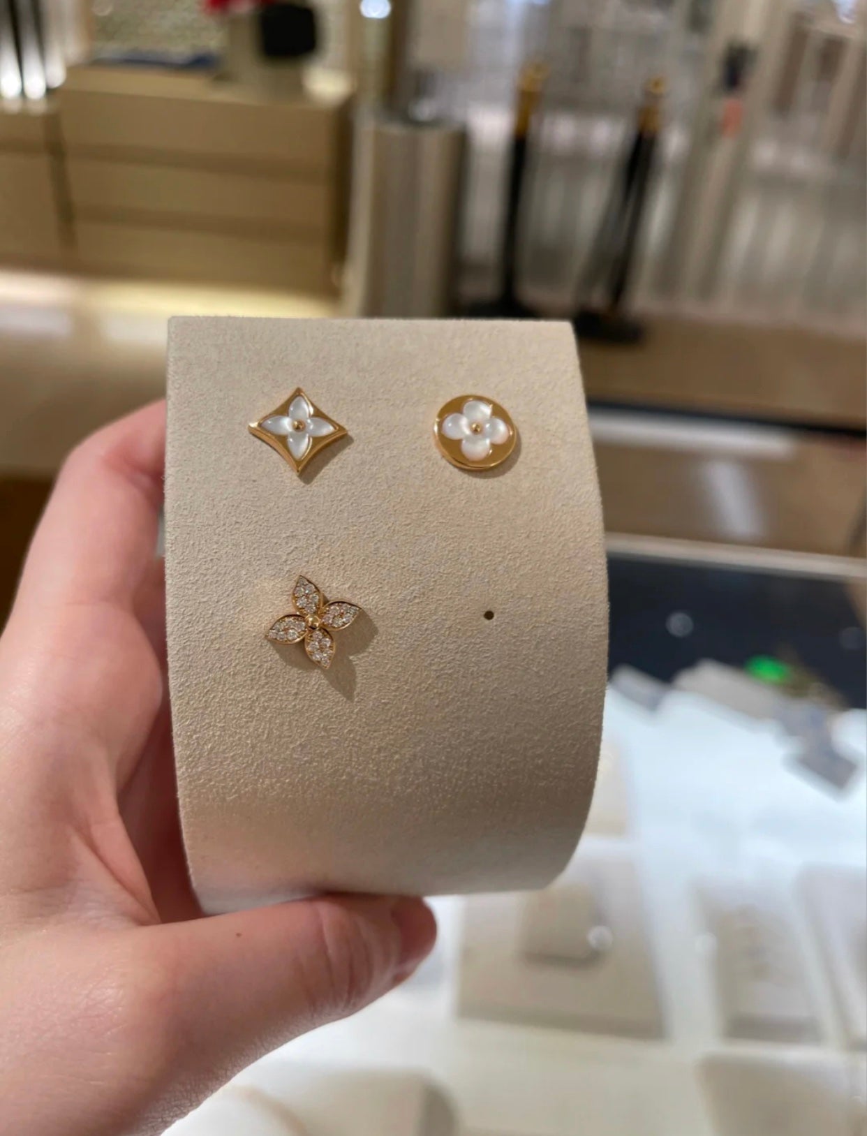 [LORA]STAR BLOSSOM STUD EARRINGS PINK GOLD DIAMONDS