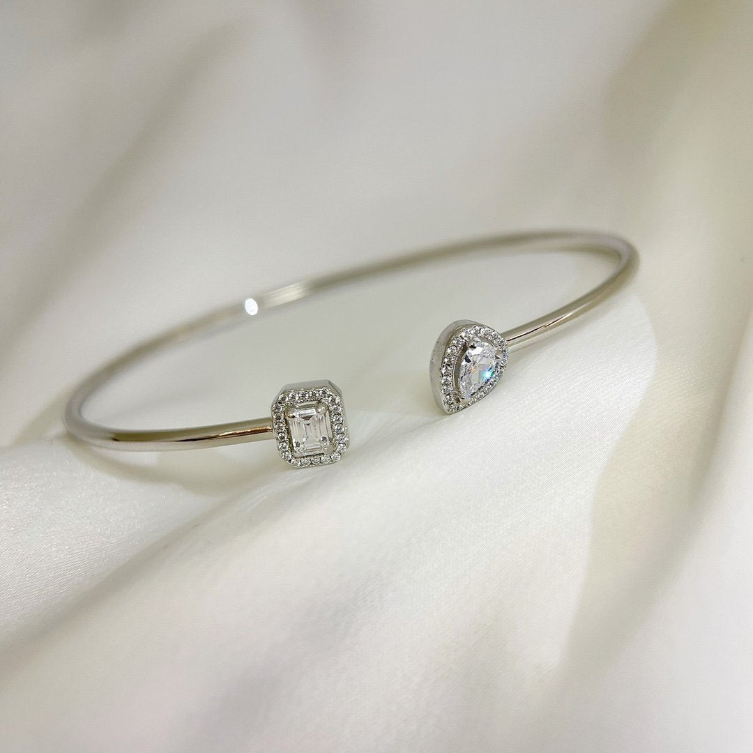[LORA] JONC FLEX MY TWIN TOI & MOI SILVER DIAMOND BRACELET