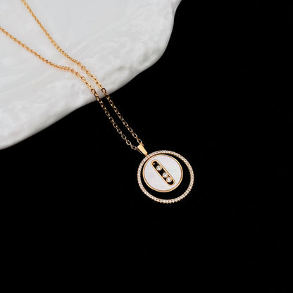 [LORA] LUCKY MOVE MM NACRE BLANCHE DIAMOND NECKLACE