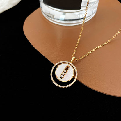 [LORA] LUCKY MOVE MM NACRE BLANCHE DIAMOND NECKLACE