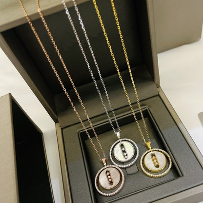 [LORA] LUCKY MOVE MM NACRE BLANCHE DIAMOND NECKLACE