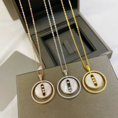 [LORA] LUCKY MOVE MM NACRE BLANCHE DIAMOND NECKLACE