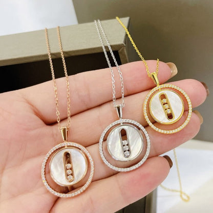 [LORA] LUCKY MOVE MM NACRE BLANCHE DIAMOND NECKLACE