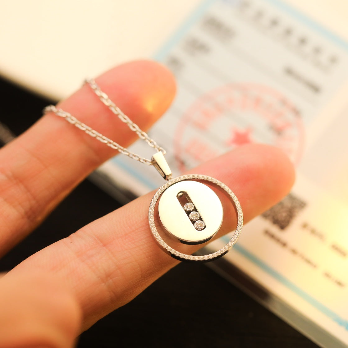 [LORA] LUCKY MOVE MM SILVER DIAMOND NECKLACE
