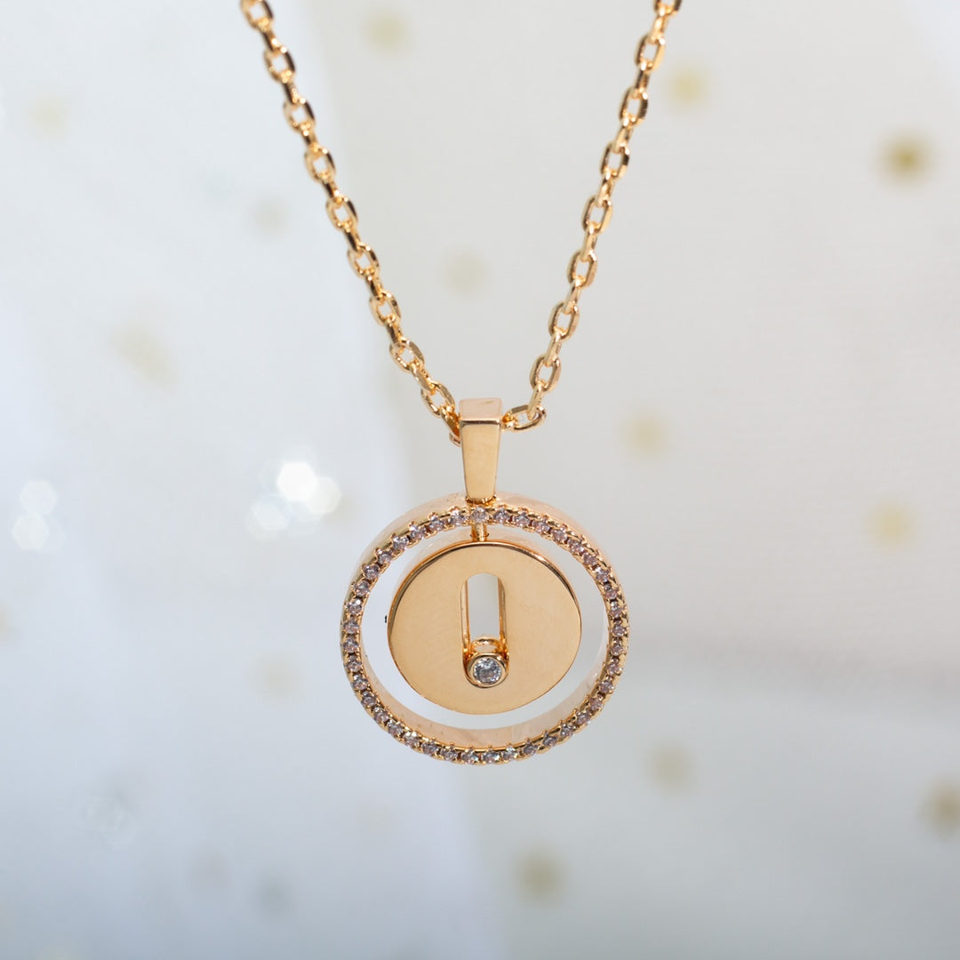 [LORA] LUCKY MOVE PM NECKLACE PINK GOLD DIAMOND
