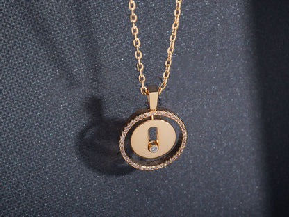 [LORA] LUCKY MOVE PM NECKLACE PINK GOLD DIAMOND