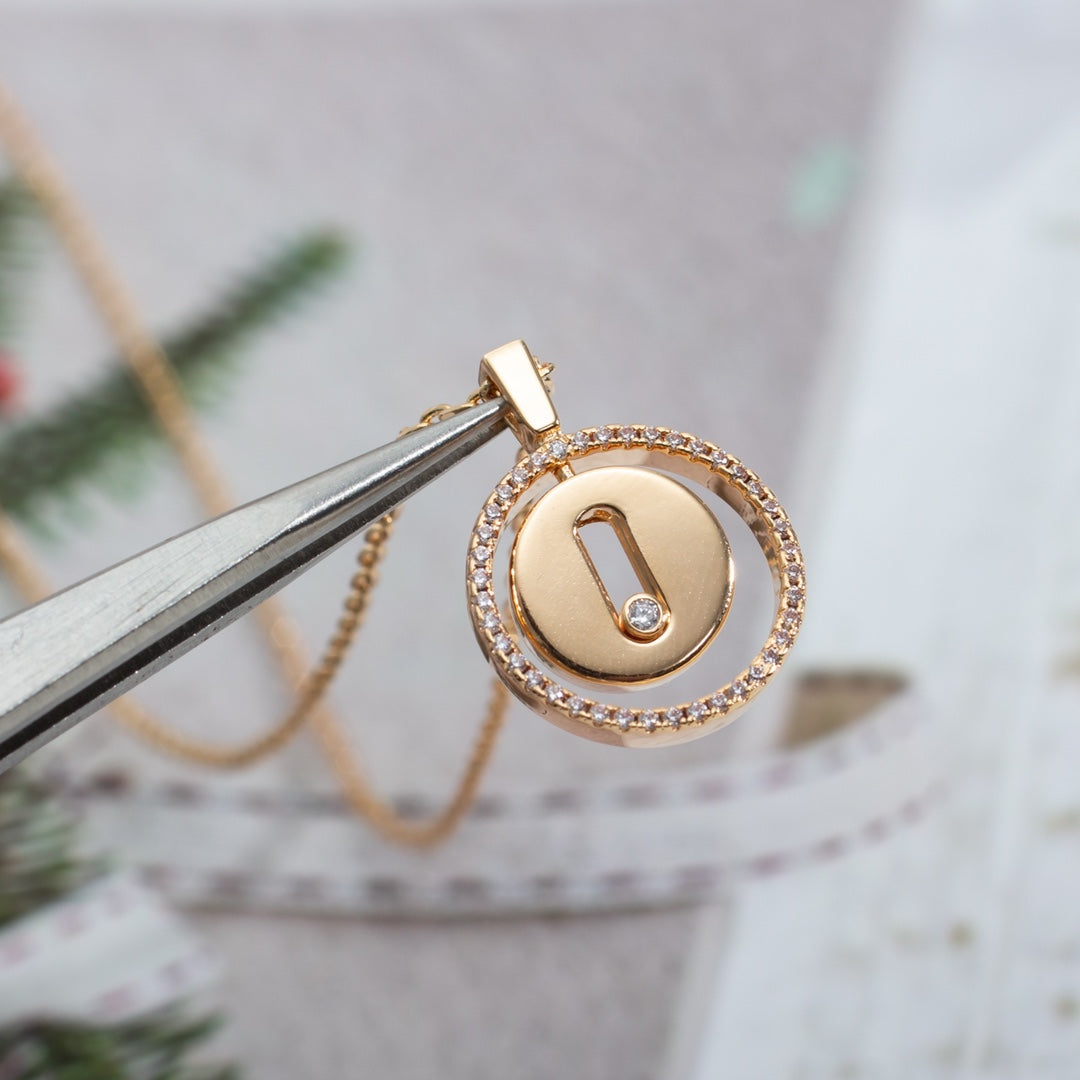 [LORA] LUCKY MOVE PM NECKLACE PINK GOLD DIAMOND