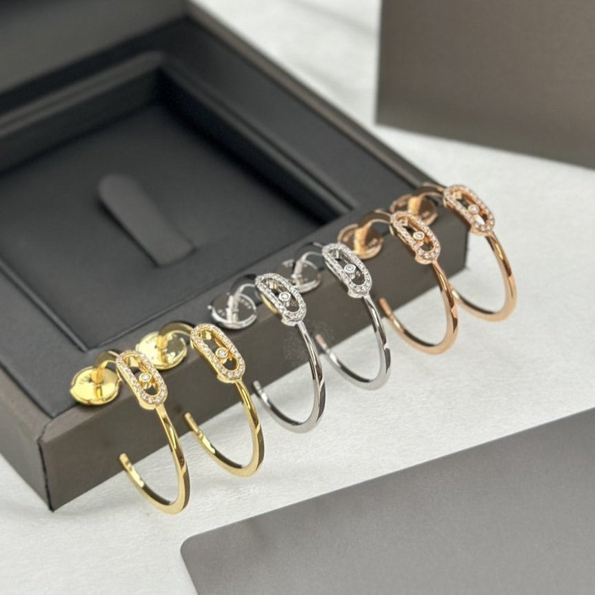 [LORA] CREOLES MOVE UNO PM DIAMOND EARRINGS