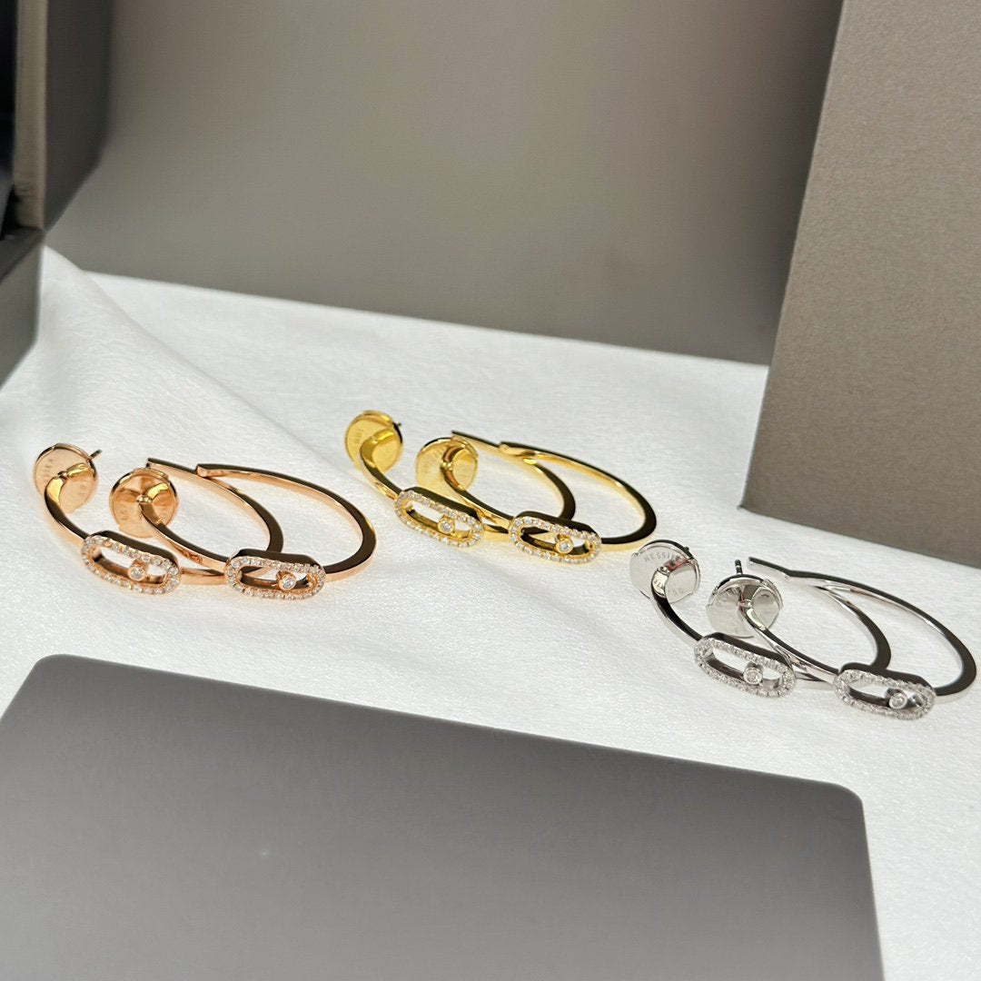 [LORA] CREOLES MOVE UNO PM DIAMOND EARRINGS