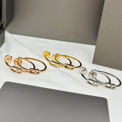 [LORA] CREOLES MOVE UNO PM DIAMOND EARRINGS