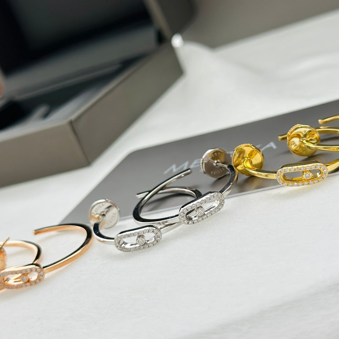 [LORA] CREOLES MOVE UNO PM DIAMOND EARRINGS