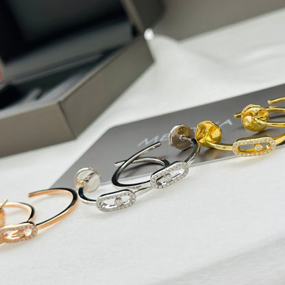 [LORA] CREOLES MOVE UNO PM DIAMOND EARRINGS