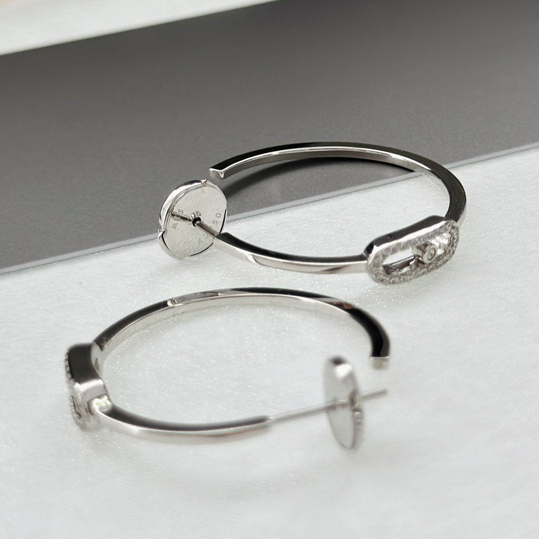 [LORA] CREOLES MOVE UNO PM DIAMOND EARRINGS