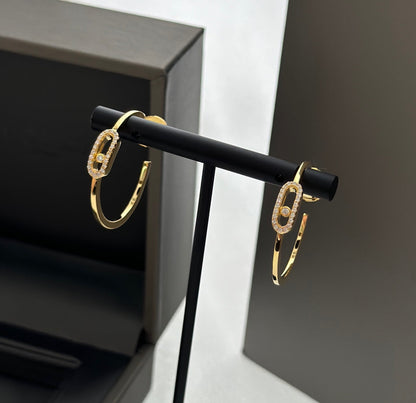 [LORA] CREOLES MOVE UNO PM DIAMOND EARRINGS