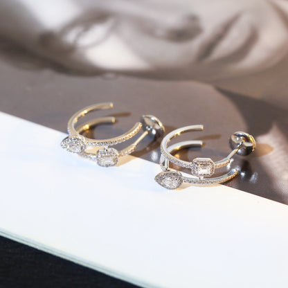 [LORA] CREOLES MY TWIN 2 RANGS SILVER DIAMOND EARRINGS