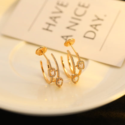 [LORA] CREOLES MY TWIN 2 RANGS SILVER DIAMOND EARRINGS
