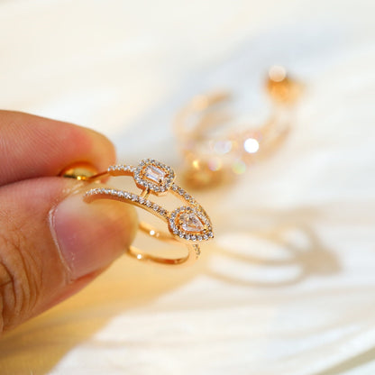 [LORA] CREOLES MY TWIN 2 RANGS SILVER DIAMOND EARRINGS