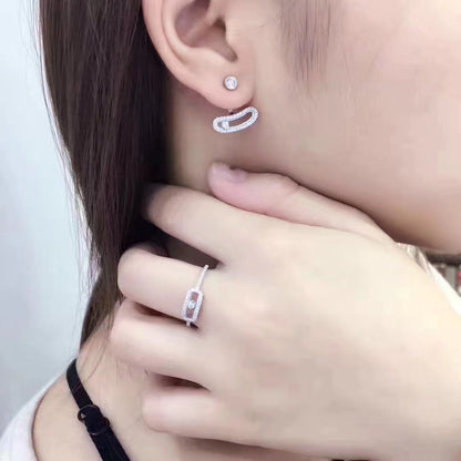 [LORA] MOVE UNO SILVER DIAMOND EARRINGS