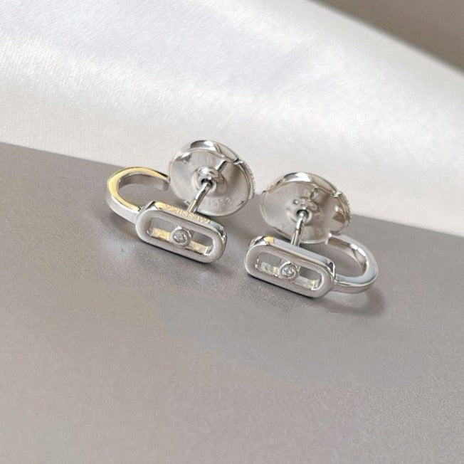 [LORA] CREOLES MOVE UNO MINI 1 DIAMOND EARRINGS