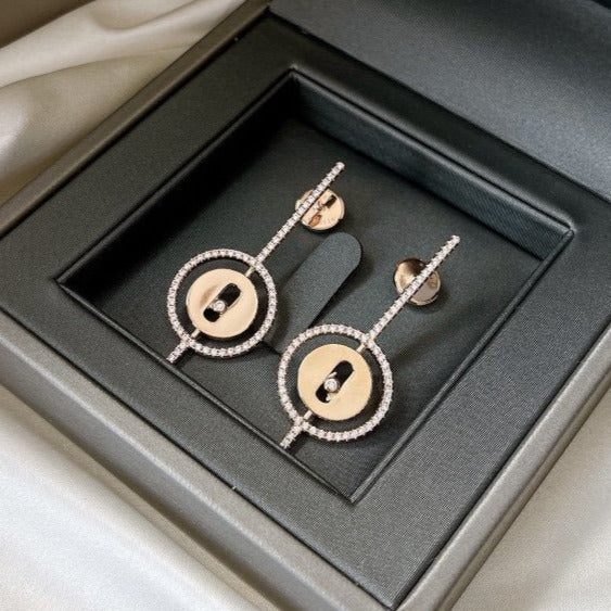 [LORA] LUCKY MOVE ARROW PINK GOLD DIAMOND EARRINGS