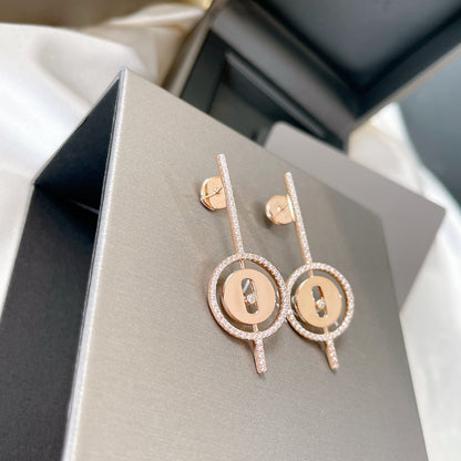 [LORA] LUCKY MOVE ARROW PINK GOLD DIAMOND EARRINGS