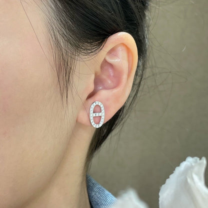 [LORA]HM FULL DIAMOND PIG NOSE STUD EARRINGS