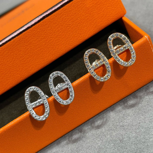 [LORA]HM FULL DIAMOND PIG NOSE STUD EARRINGS