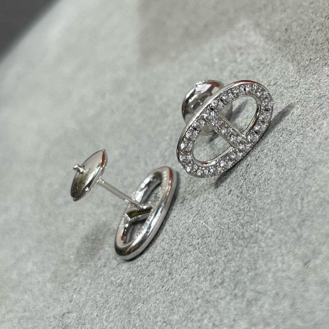 [LORA]HM FULL DIAMOND PIG NOSE STUD EARRINGS