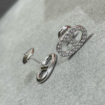 [LORA]HM FULL DIAMOND PIG NOSE STUD EARRINGS