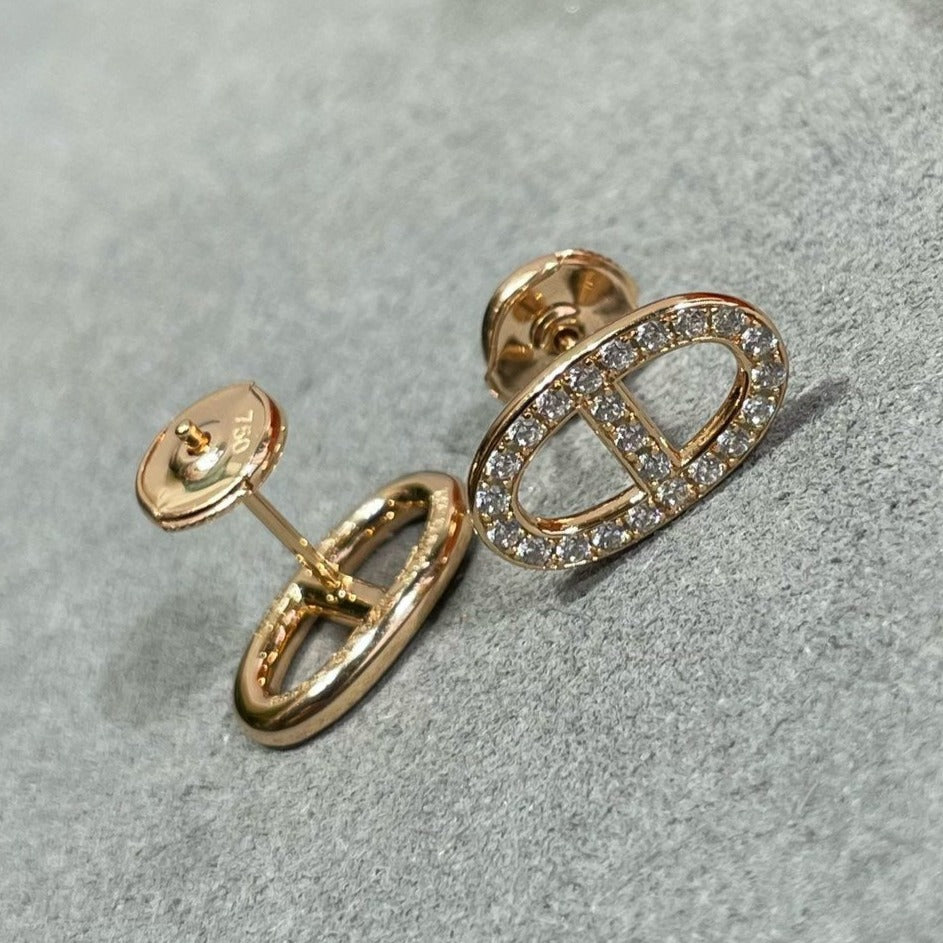 [LORA]HM FULL DIAMOND PIG NOSE STUD EARRINGS