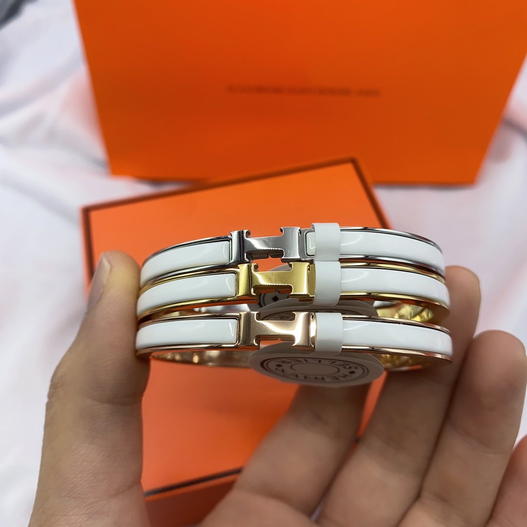 [LORA]CLASSIC HM CLIC WHITE 8MM ENAMEL BRACELET