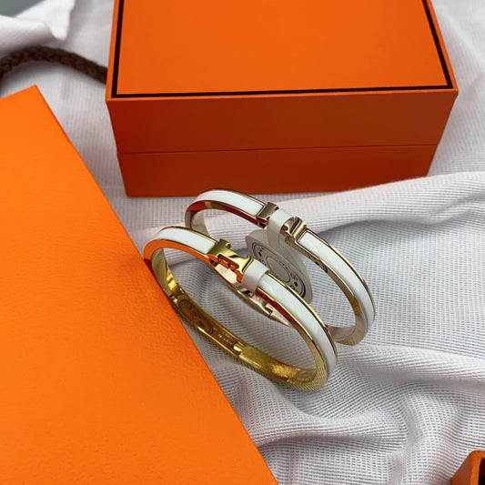 [LORA]CLASSIC HM CLIC WHITE 8MM ENAMEL BRACELET