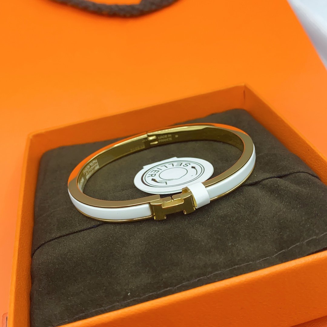 [LORA]CLASSIC HM CLIC WHITE 8MM ENAMEL BRACELET