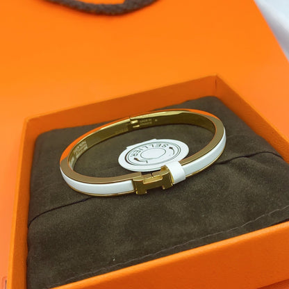 [LORA]CLASSIC HM CLIC WHITE 8MM ENAMEL BRACELET