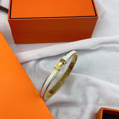 [LORA]CLASSIC HM CLIC WHITE 8MM ENAMEL BRACELET