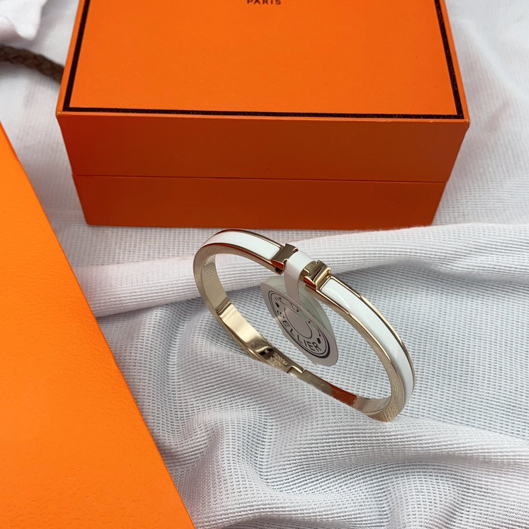 [LORA]CLASSIC HM CLIC WHITE 8MM ENAMEL BRACELET