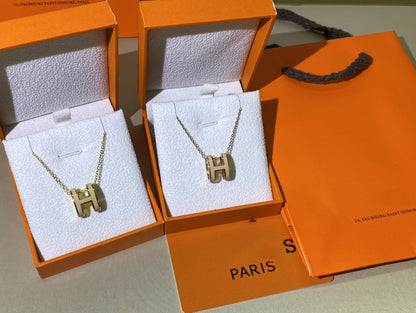 [LORA]HM CLIC YELLOW ENAMEL GOLD NECKLACE