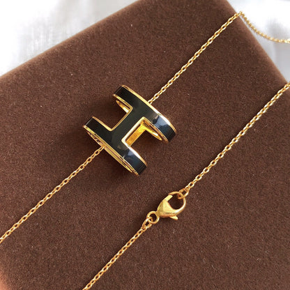 [LORA]HM CLIC BLACK ENAMEL GOLD NECKLACE