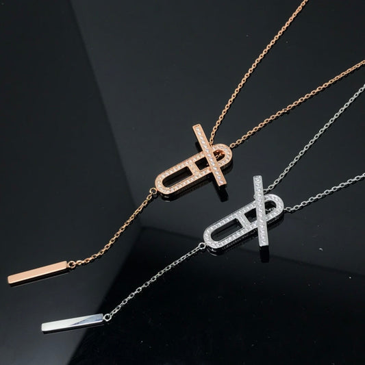 [LORA]HM NECKLACE PLATINUM ROSE GOLD DIAMOND