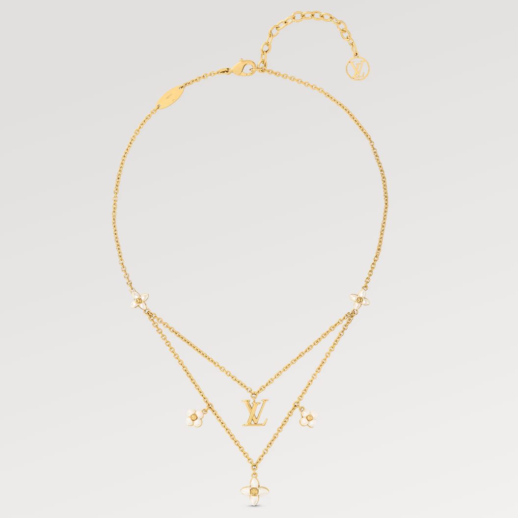 [LORA]FLOWERGRAM GOLD MOP DOUBLE ROW NECKLACE