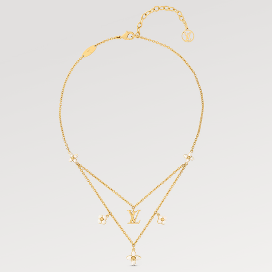 [LORA]FLOWERGRAM GOLD MOP DOUBLE ROW NECKLACE