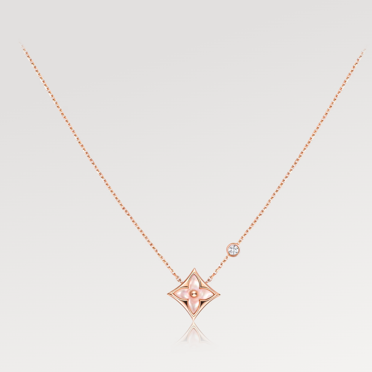 [LORA]STAR PINK MOP 1 DIAMOND PINK GOLD NECKLACE