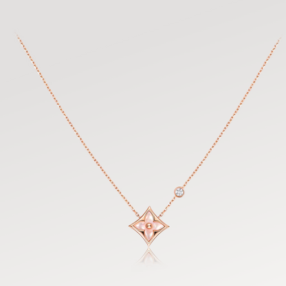[LORA]STAR PINK MOP 1 DIAMOND PINK GOLD NECKLACE